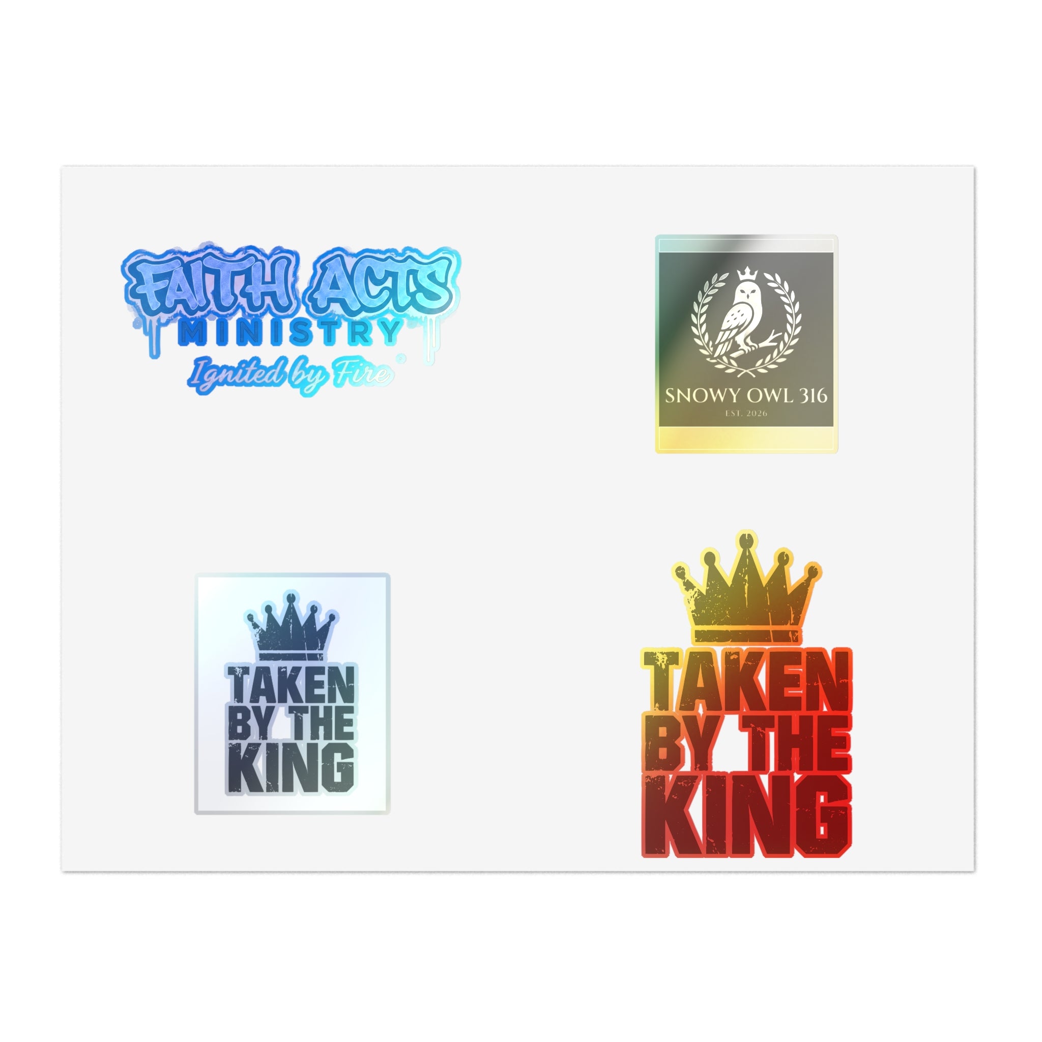 Christian Faith Sticker Sheet — "Taken by the King" & Faith Acts Ministry Designs