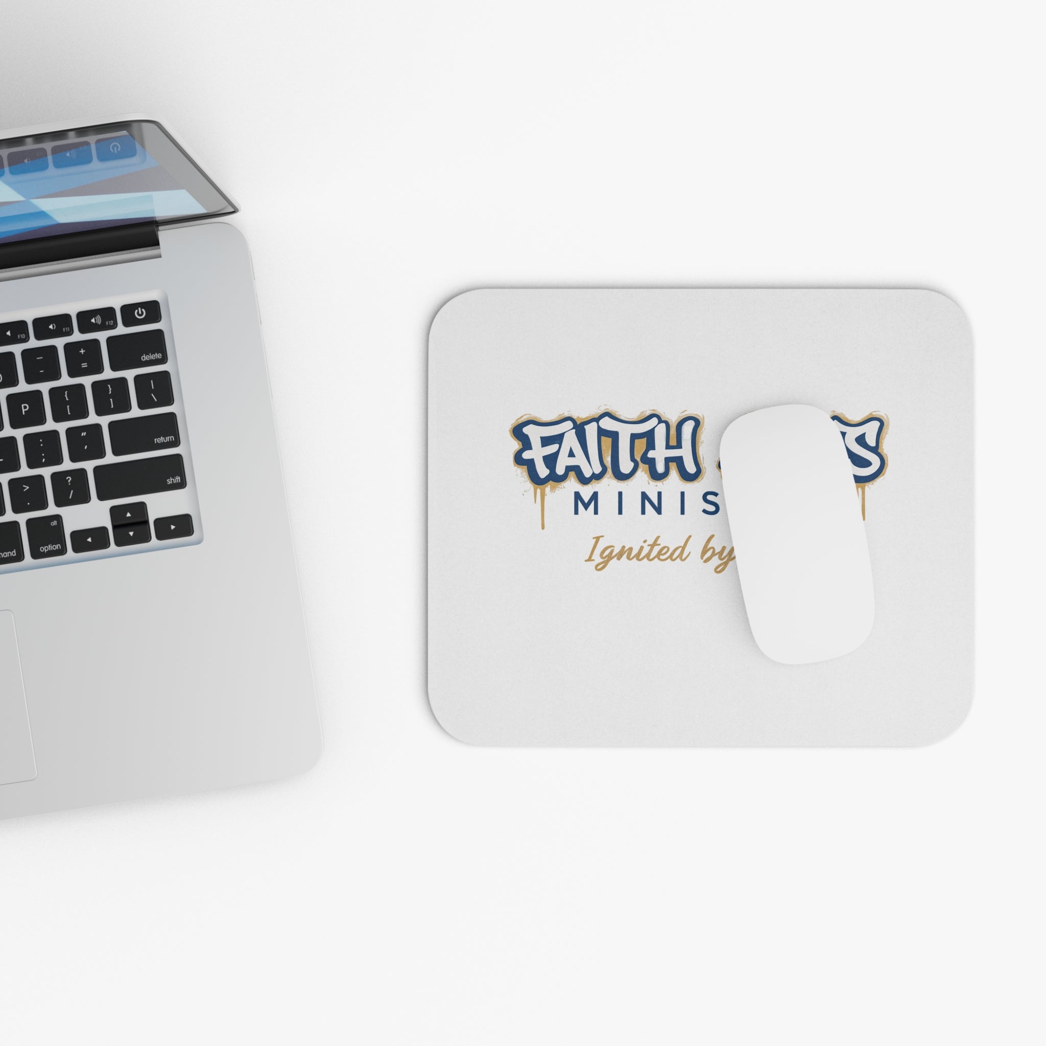 Faith Acts Ministry Mouse Pad — "Ignited by Fire" Desk Mat