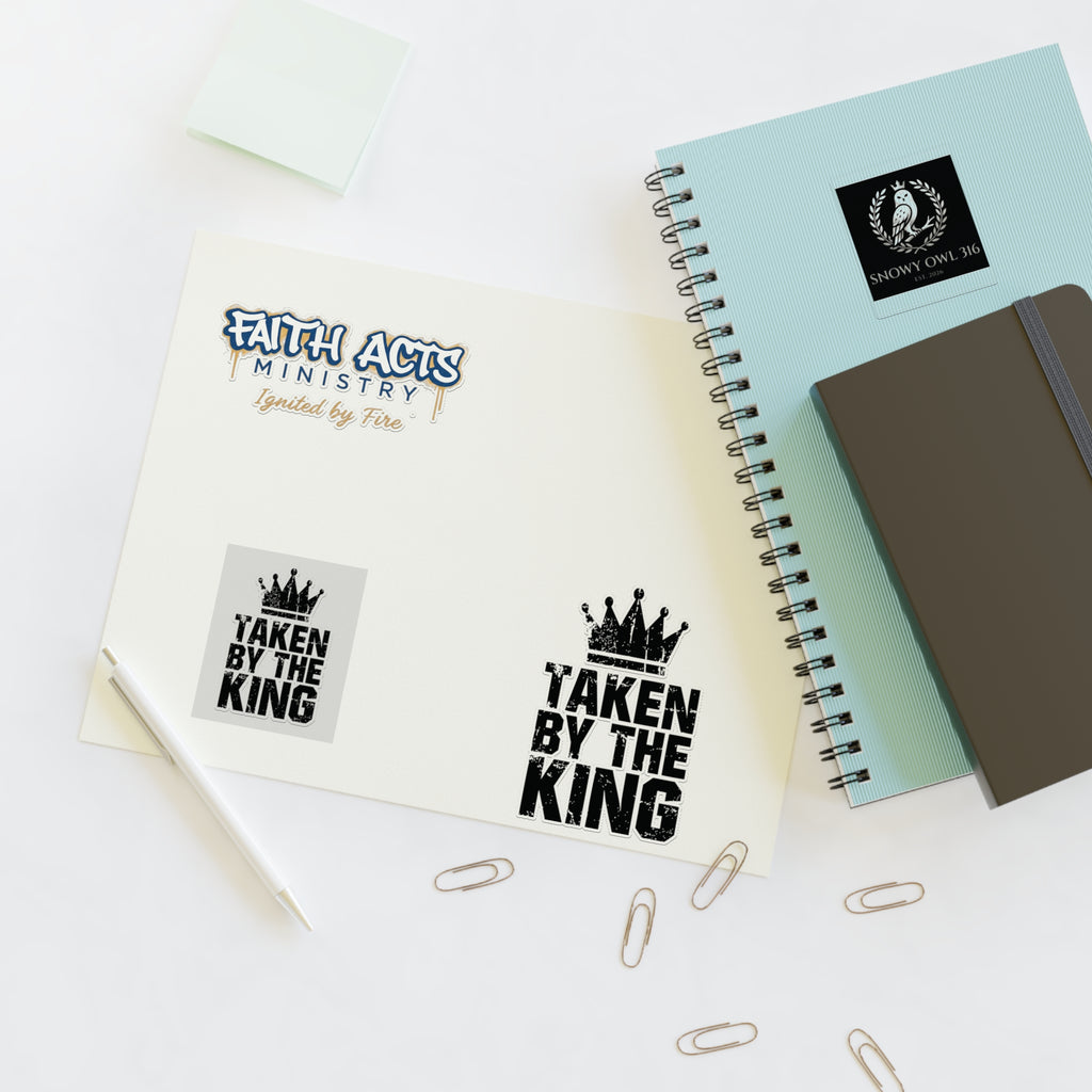 Christian Faith Sticker Sheet — "Taken by the King" & Faith Acts Ministry Designs