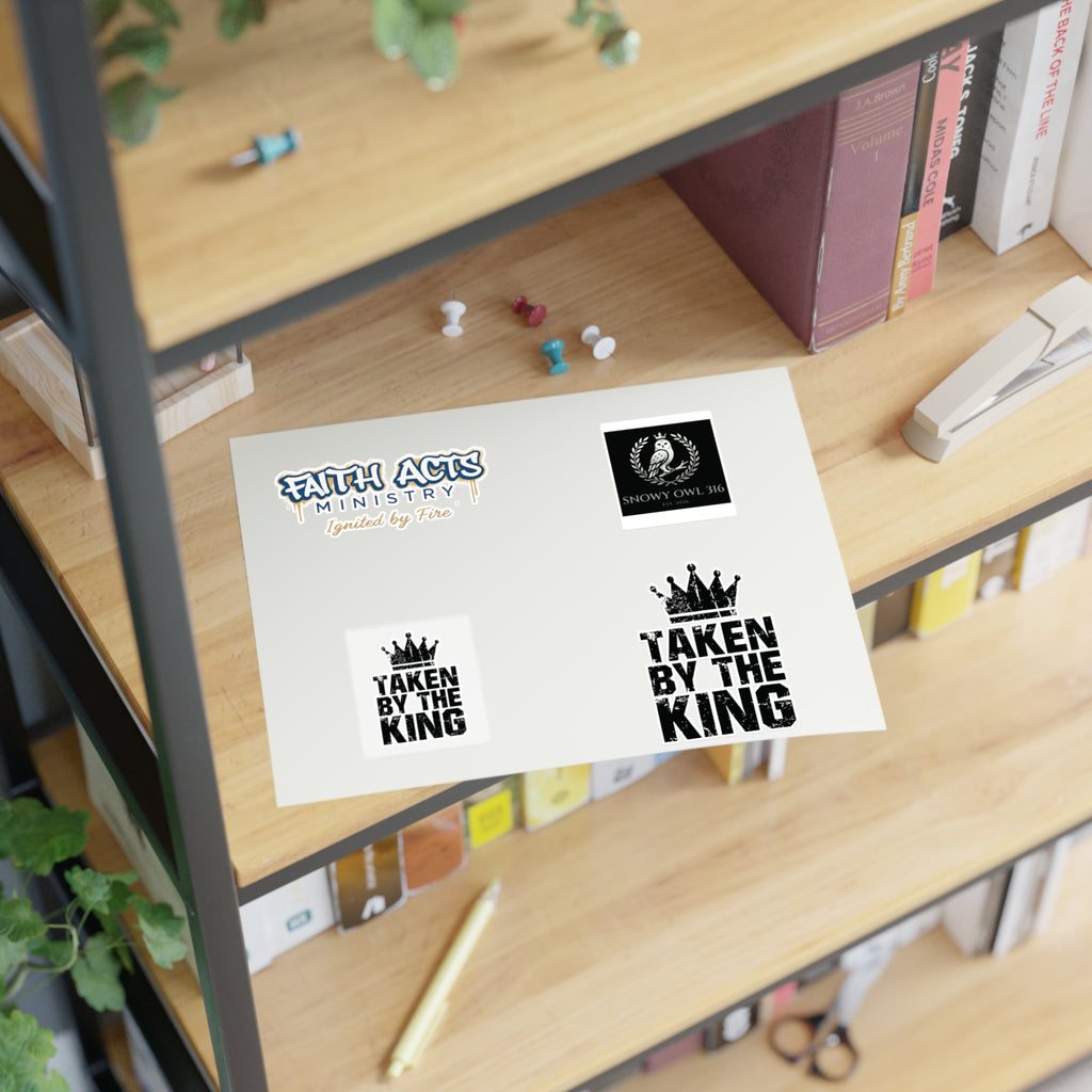 Christian Faith Sticker Sheet — "Taken by the King" & Faith Acts Ministry Designs