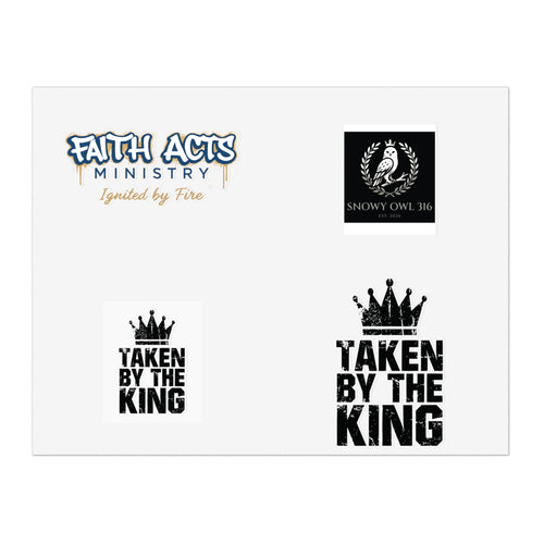 Christian Faith Sticker Sheet — "Taken by the King" & Faith Acts Ministry Designs