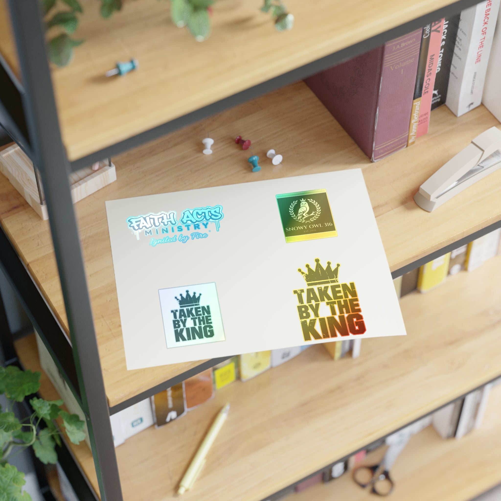 Christian Faith Sticker Sheet — "Taken by the King" & Faith Acts Ministry Designs